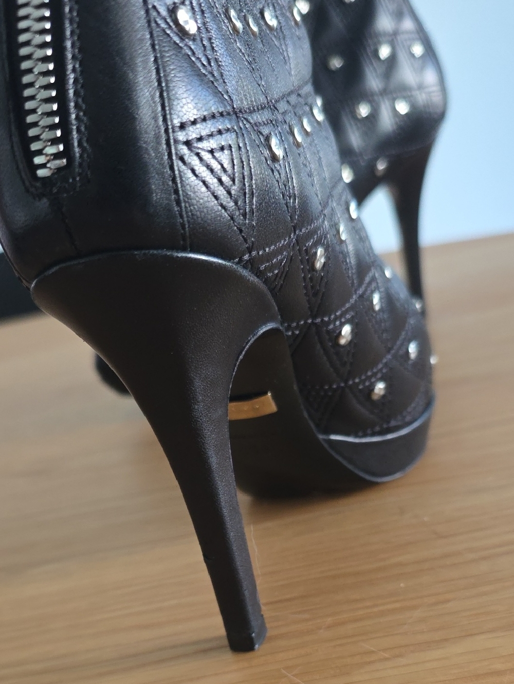 Versace Women's Leather Black Embellished High Heels Ankle Boots Shoes - Picture 11 of 13